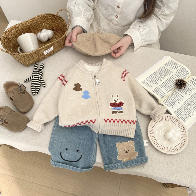 Knit Cardigan Infant - Pull pour bébé, style coréen, tricoté,