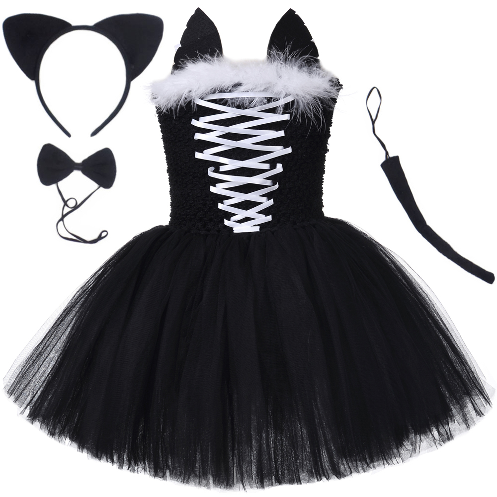 Baby Tutu Skirt - Robe tutu chat noir pour filles,