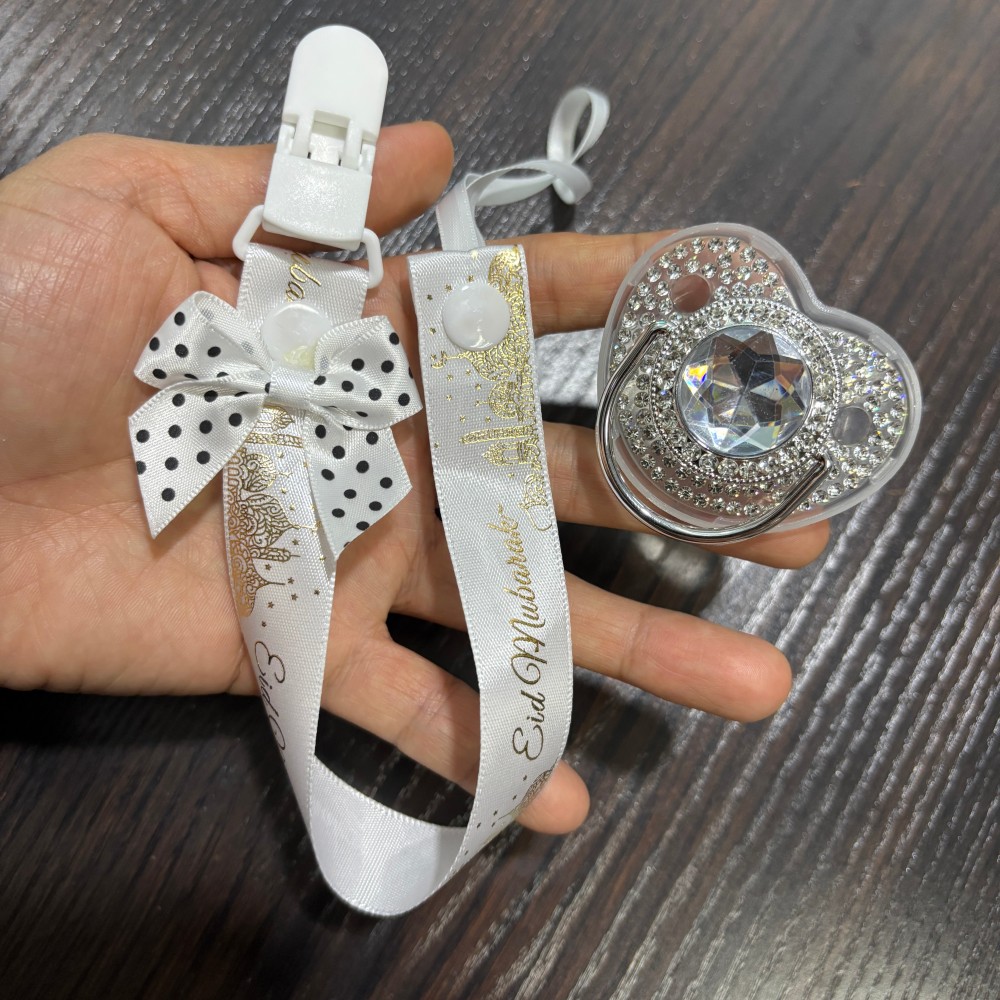Newborn Gift Set - Sucette et attache-sucette dorés scintillants pour
